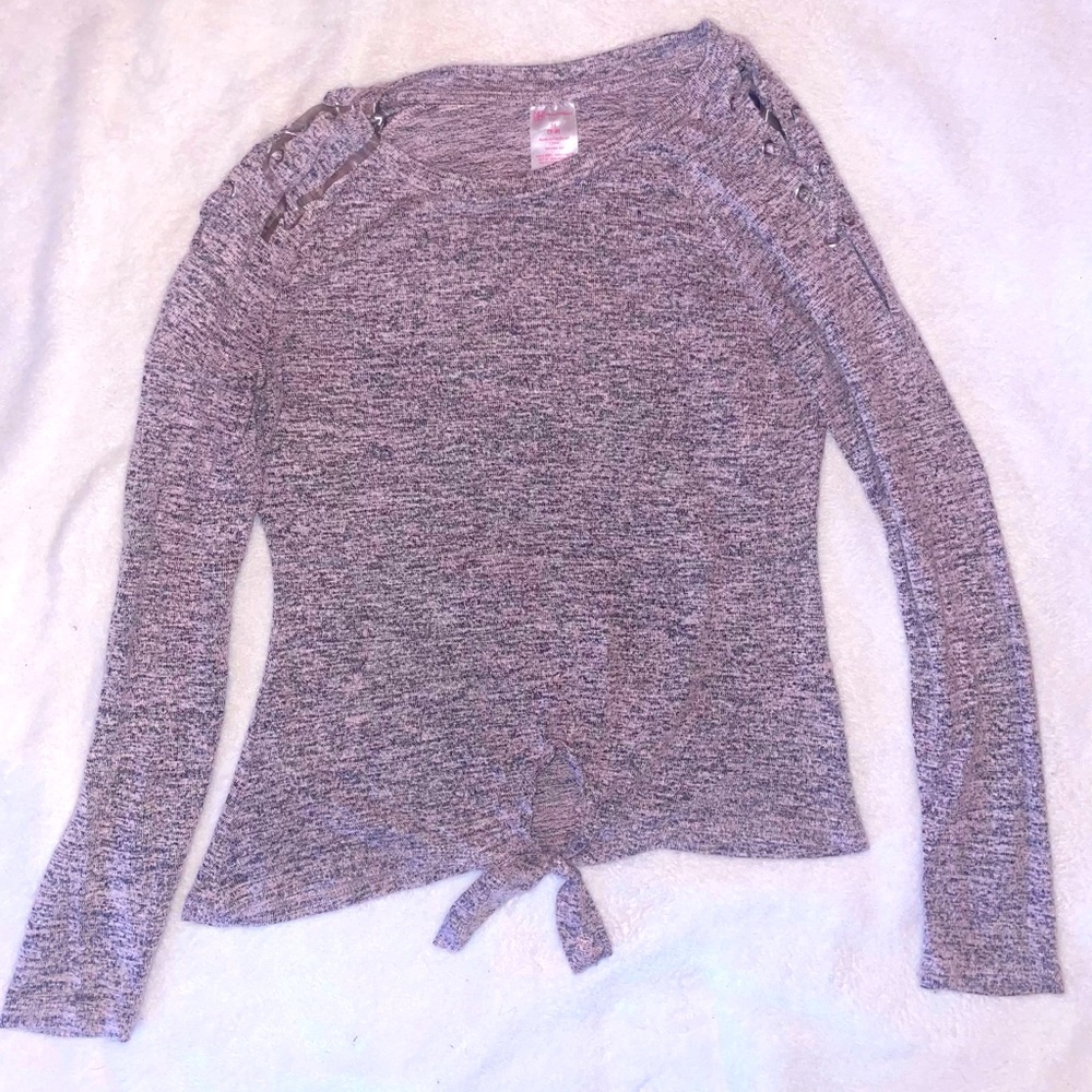 No Boundaries long sleeve recycled polyester pink and black sweater